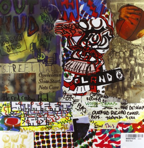 Colorful, chaotic album cover for Out Hud’s “Street Dad” vinyl record.