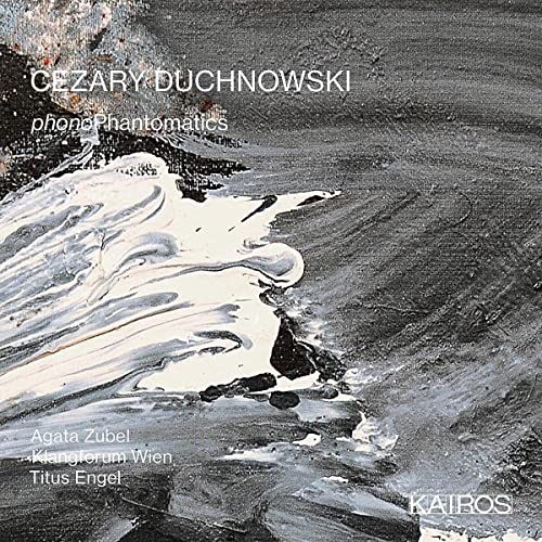 CD cover for "PhonoPhantomatics" by Cezary Duchnowski, abstract gray and white design.