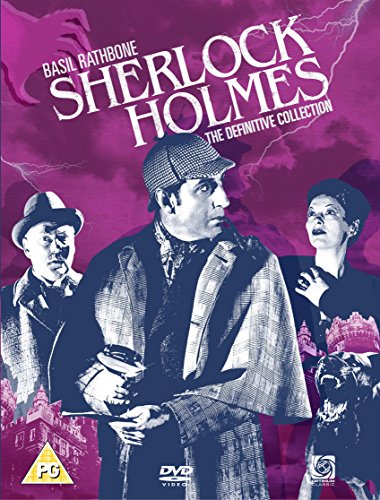 Sherlock Holmes DVD cover featuring Basil Rathbone in detective attire.
