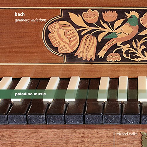 "CD cover featuring a close-up of a harpsichord with floral and bird design."