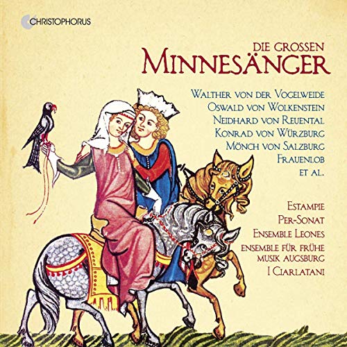 CD cover featuring medieval illustration of man and woman riding horse together.