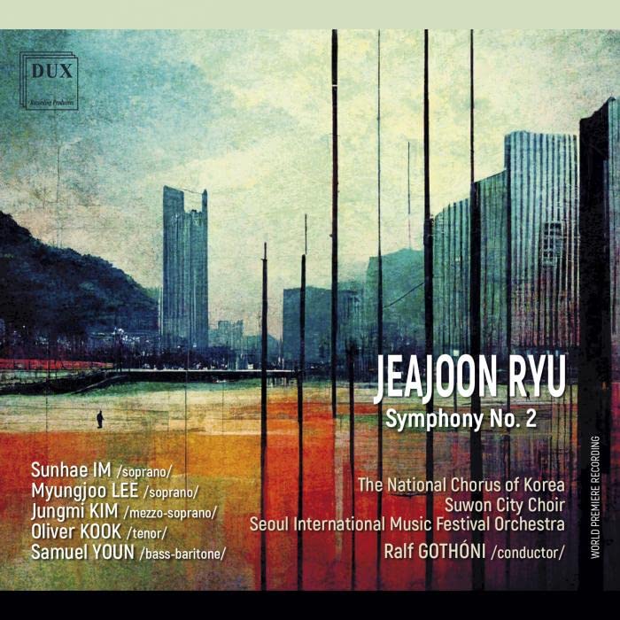 CD cover for Jeajoon Ryu’s Symphony No. 2 with Seoul cityscape.