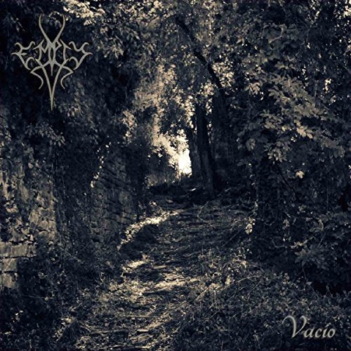 Black and white CD cover depicting a path through a dense, dark forest.