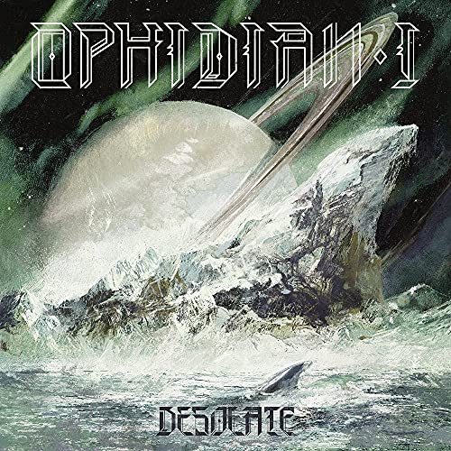 CD cover art: desolate, snowy mountain landscape with a snake.