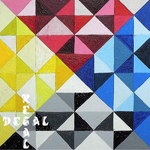 CD cover with colorful geometric triangles and bold white text.