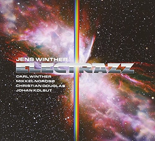 CD cover for Jens Winther’s “Electrazz” with a cosmic nebula background.