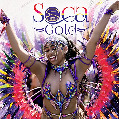 “Soca Gold 2023” CD cover featuring a woman in vibrant carnival costume.