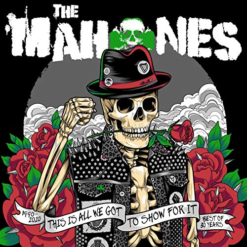 Vinyl album cover featuring a skeleton in a hat surrounded by red roses.
