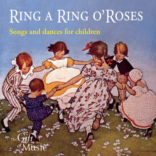 "Album cover featuring children dancing in a circle, surrounded by flowers, with title text."