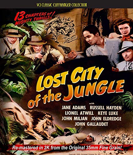 DVD cover for "Lost City of the Jungle" featuring explorers and jungle foliage.