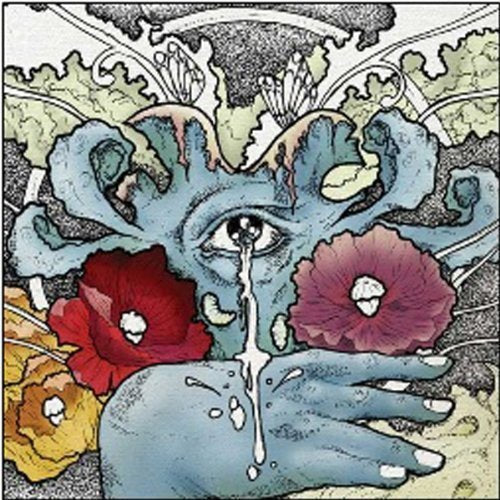 Stylized illustration of a blue face with an eye shedding a tear.