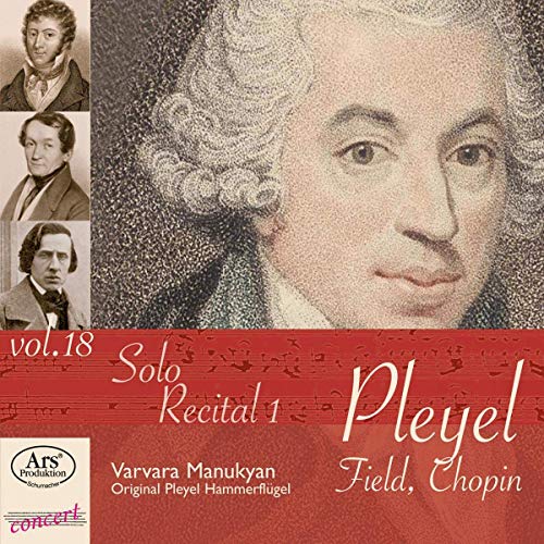 Red CD cover featuring a portrait of Pleyel and three other composers.