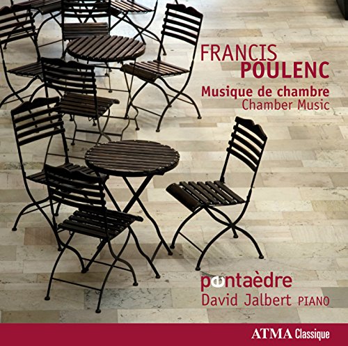CD cover featuring black metal patio furniture on a marble floor, with red text overlay.