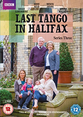 Last Tango in Halifax" Series 3 DVD cover with cast and family portrait.