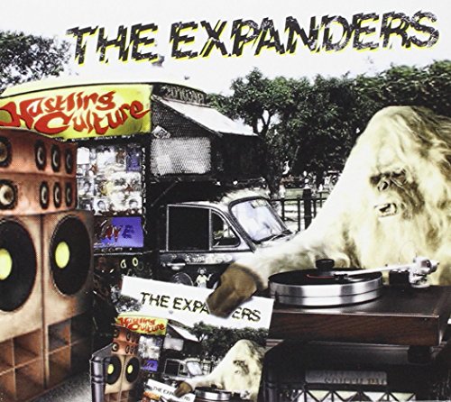 Album cover with gorilla DJing, speakers, and crates, titled "The Expanders - Hustling Culture".