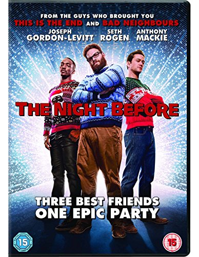 DVD cover featuring three men in festive sweaters and jeans, with bold red title.