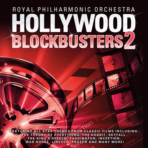 "CD cover with red film reel and 'Hollywood Blockbusters 2' in white and pink text."