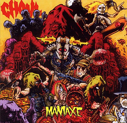 Ghoul “Maniaxe” CD cover: grotesque, illustrated scene with undead figures.