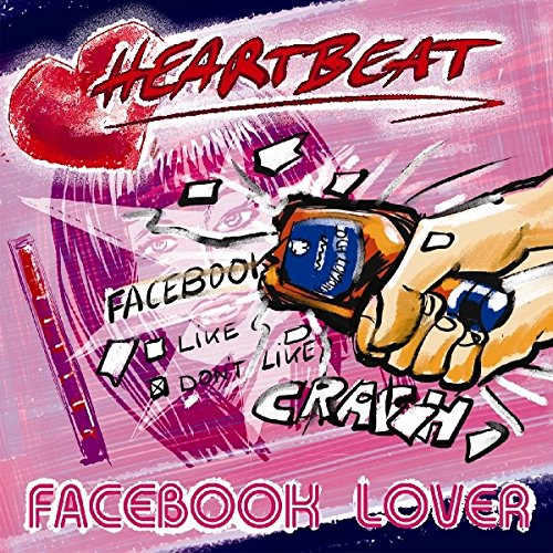 "Album cover art with cartoon hand holding bottle, face, and 'Facebook Lover' text."