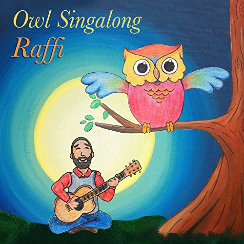CD cover: Raffi with guitar, colorful owl on a branch, moon backdrop.
