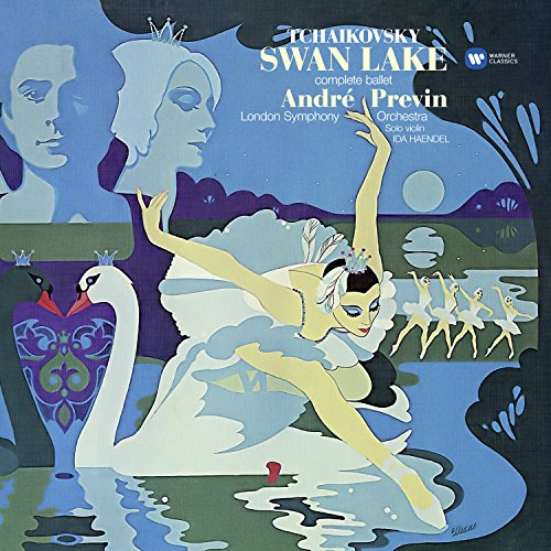 "Vinyl album cover featuring a ballerina and swan in a serene lake scene."