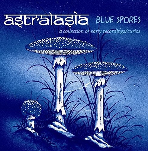 The alt text for the image is: "CD cover with blue mushrooms and starry night sky."