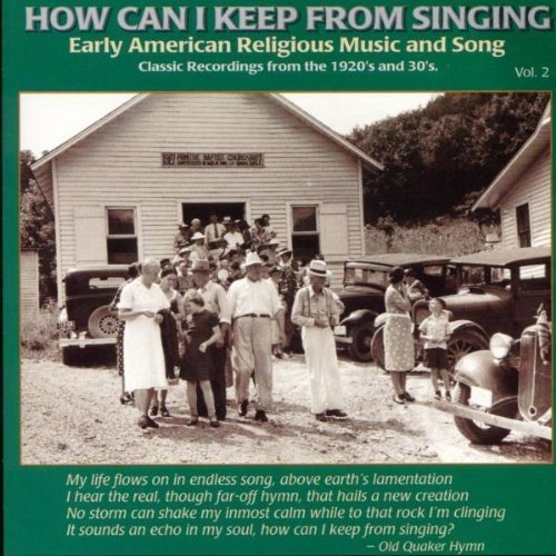 "CD cover with black-and-white photo of people outside a church, green background."