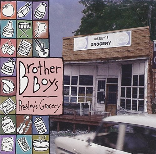 "Album cover with a grocery store and a grid of food icons."