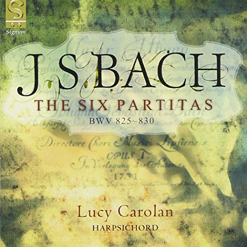 CD cover for Bach’s Six Partitas performed by Lucy Carolan on harpsichord.