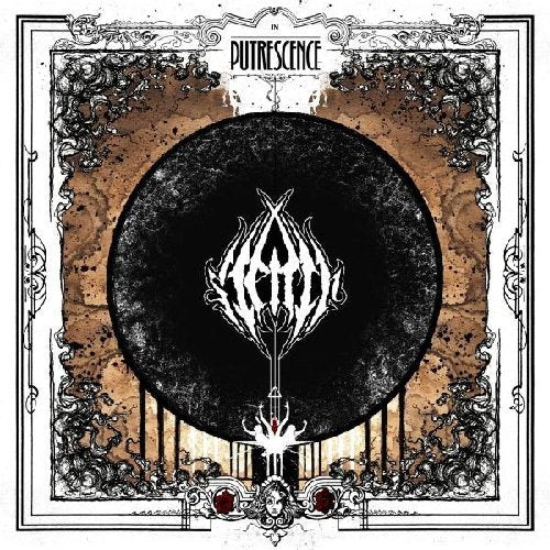 CD cover for "In Putrescence" by Stench, with ornate black and brown design.