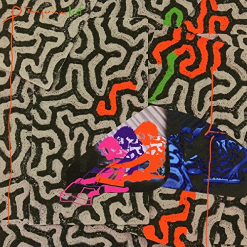 The image depicts a CD with abstract, colorful artwork on a patterned background.