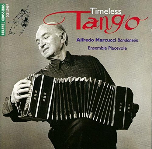 CD cover featuring a man playing accordion, titled "Timeless Tango".