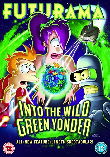 "Futurama DVD cover featuring cartoon characters and a glowing green planet."