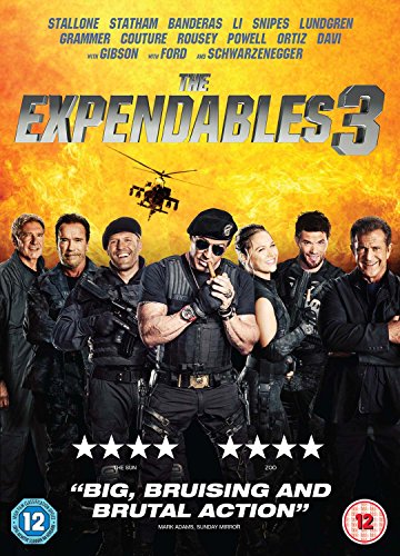 DVD cover for "Expendables 3" featuring an action team and helicopter.
