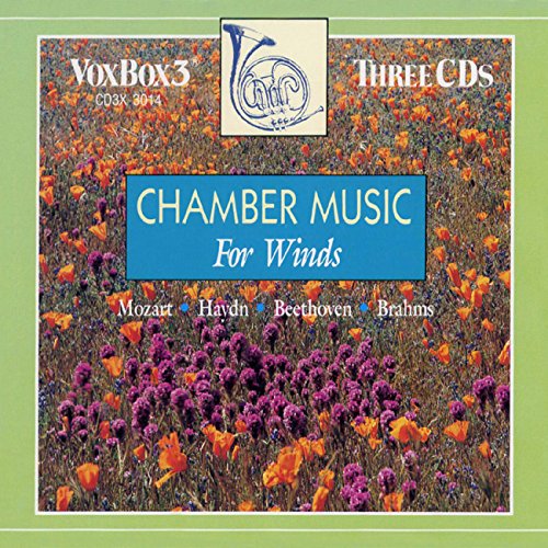 A CD case cover with a field of flowers and "Chamber Music For Winds" text.