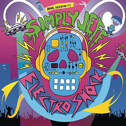 "Album cover with a blue skull and 'Simply Jeff Electroshock' text."