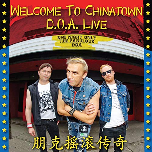 CD cover for D.O.A. live album, featuring band members in denim jackets.