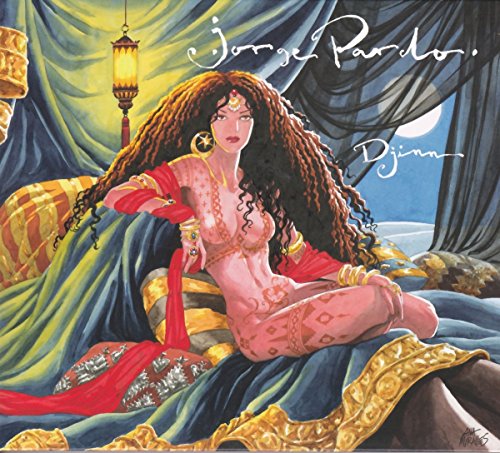 "CD cover art featuring a woman lounging on ornate bedding with flowing curtains."