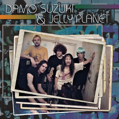 "CD cover featuring a layered Polaroid photo of a five-member band."