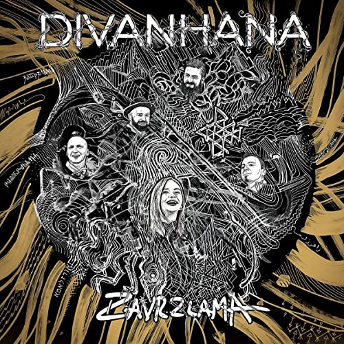 CD cover for “Zavrzlama” by Divanhana, featuring five portraits in white line art.