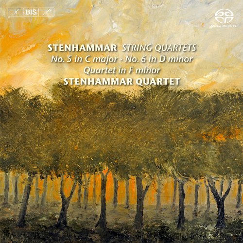 CD cover with forest landscape and white text listing Stenhammar string quartets.