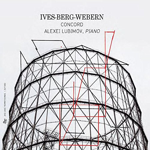 "Album cover with abstract geometric dome design and text 'Ives-Berg-Webern Concord'."
