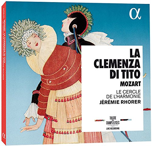 "CD cover with opera scene illustration and text 'La Clemenza di Tito' on blue background."
