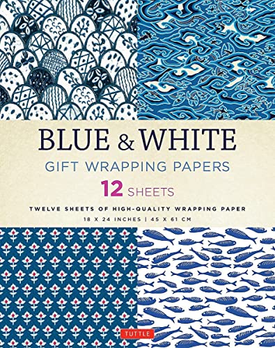 Blue & White Gift Wrapping Papers: 12 Sheets of High-Quality 18 X 24 Inch Wrapping Paper: High-Quality 18 x 24 inch (45 x 61 cm) Wrapping Paper