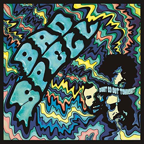 Psychedelic album cover for Bad Spell’s “Don’t Go Out Tonight” with portraits.
