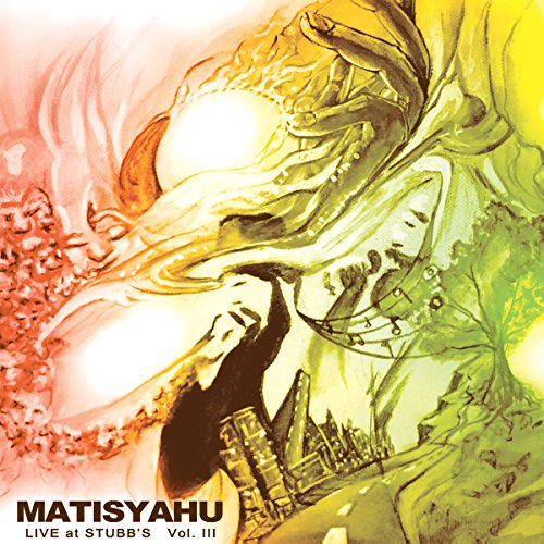 Matisyahu album cover, abstract painting of a figure and city.