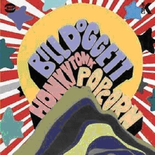 "Album cover with abstract, colorful design and 'Bill Doggett Honky Tonk Popcorn' text."