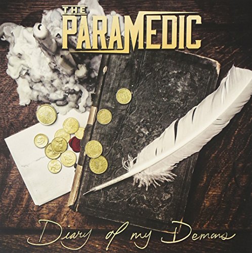CD cover: old book, coins, feather, and envelope on wood.