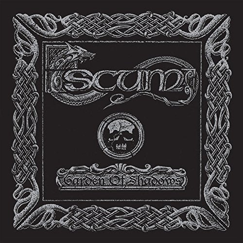 Black album cover with white ornate frame, band name "Scum", and dragon imagery.