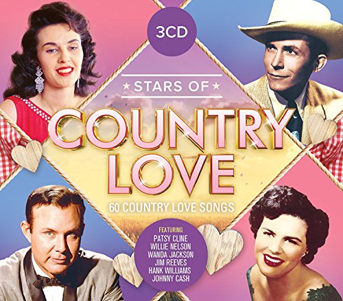 "CD cover with 'Stars of Country Love' title and four country artists' portraits."